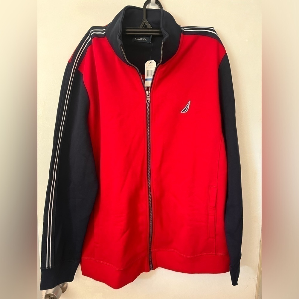 Nautica red & blue zip up jacket size XL